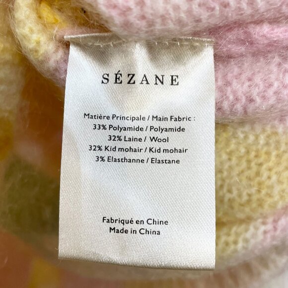EUC Sezane Bahia Floral Wool Mohair Oversized Sweater Pink Yellow XXS-XS fit - Picture 6 of 7